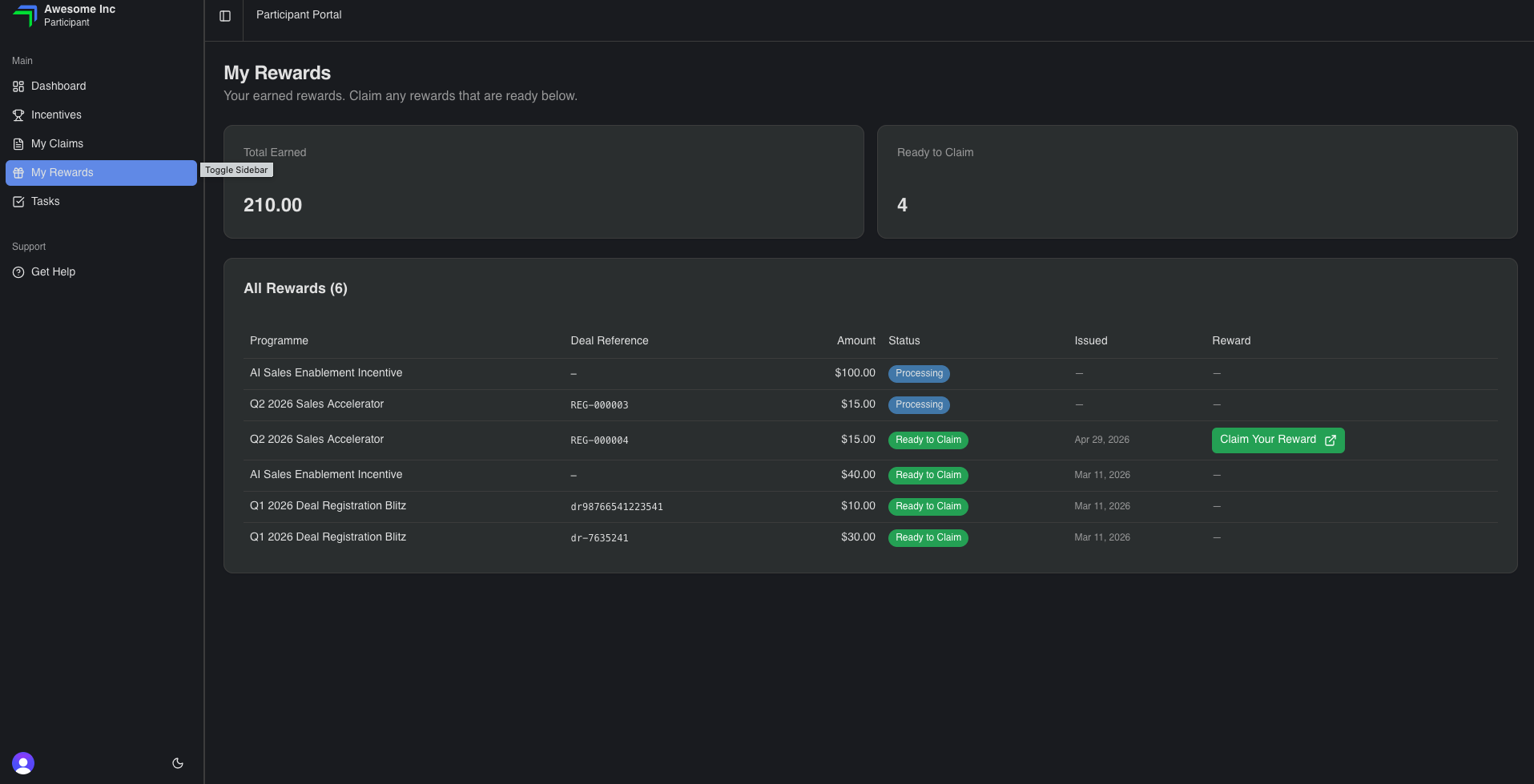 Partners receive their reward in Incentivizer