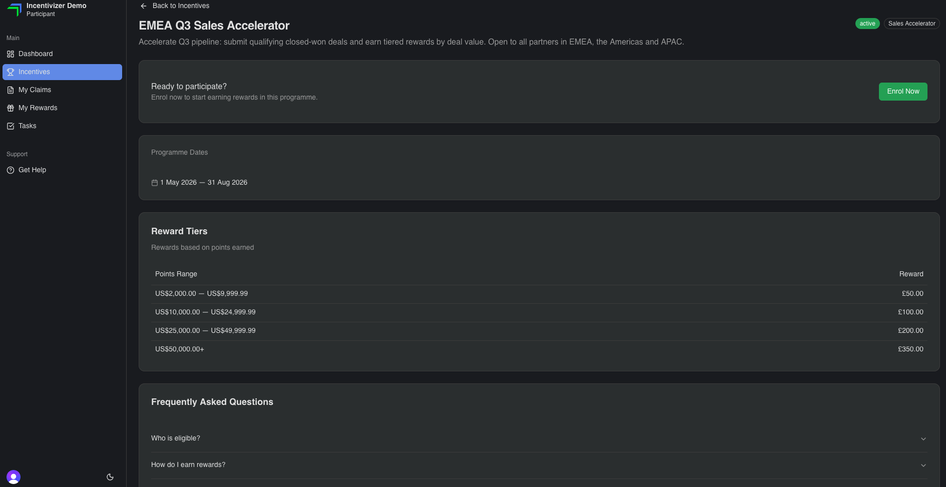 Incentivizer expand incentive promotion page