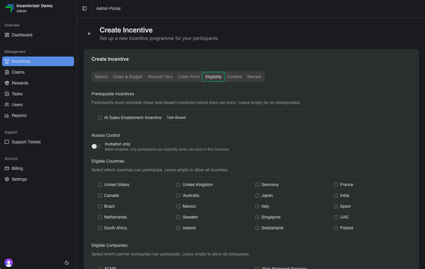 Configure your rules in Incentivizer