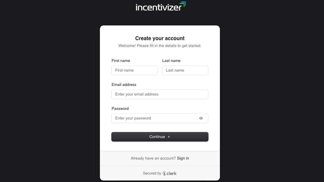 Partners register in Incentivizer
