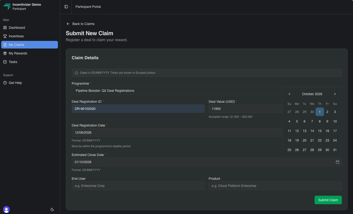 Partners submit claims in Incentivizer