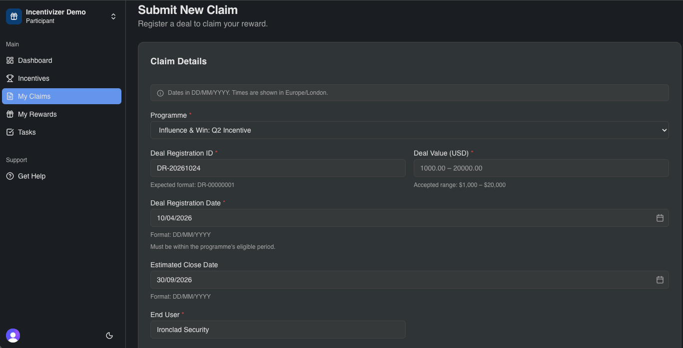 Submit an Influencer Incentive Claim